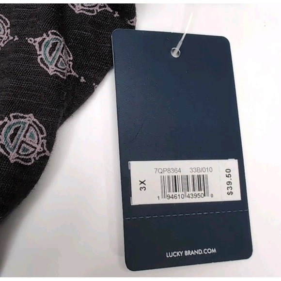 Lucky Brand Knit Top Womens Plus Size 3X Black Print Cap Sleeves‎ Boho NEW NWT - Picture 10 of 14